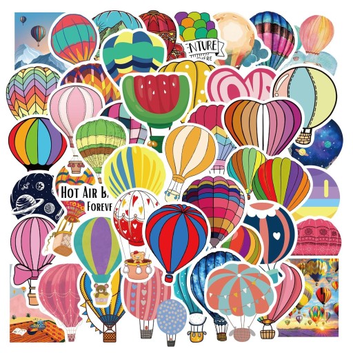 BALONY MIX NAKLEJKI WODOODPORNE ZESTAW 50 szt