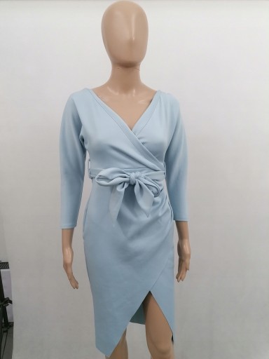 SUKIENKA ELEGANCKA NIEBIESKA MIDI PASEK 36 S