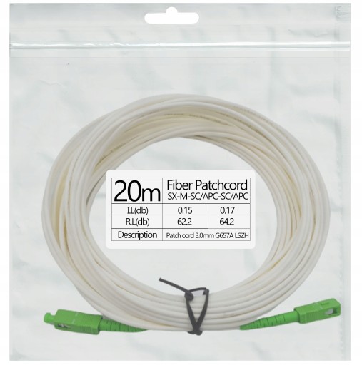 Patchcord światłowód kabel SC/APC-SC/APC 20m simpl
