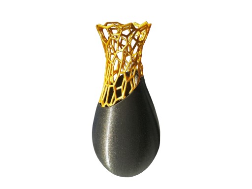 WAZON ażurowy na kwiaty CZARNO-ZŁOTY 19 cm