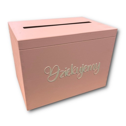 Candy Pink skrzynia pudełko na koperty z białym lustrzany napisem