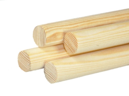 DRĄŻKI KOŁKI DREWNO SOSNA FI25 GŁADKIE 40cm 10szt