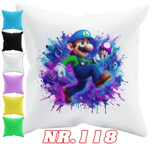 POSZEWKA NA PODUSZKĘ JAŚKA DO PRZEDSZKOLA MARIO LUIGI + IMIĘ GRATIS