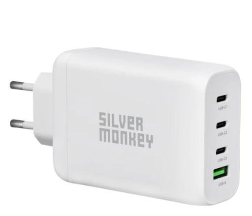 Silver Monkey Ładowarka sieciowa GaN 130W USB-C PD + USB 3.0 QC