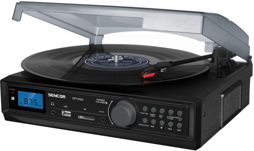 Sencor Gramofon STT 212U Cyfrowy tuner FM, USB/SD,