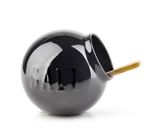 Solnica z łyżeczką czarna MODERN LIFE 10,3xh9,3cm
