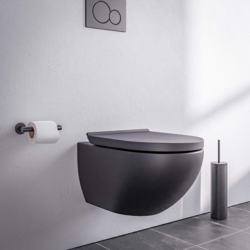 Miska wisząca RIMLESS bezrantowa E-9030 + deska wolnoopadająca czarny mat