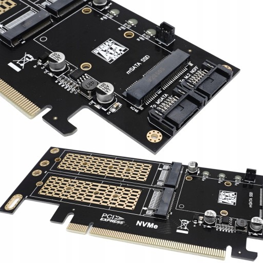 Adapter karty rozszerzeń M. 2 NVMe NGFF na PCI-e 4x 3 w 1 Klucz B+M mSATA
