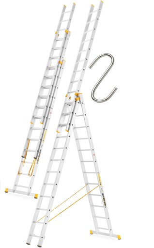 DRABINA WIELOFUNKCYJNA 3X12 WYSOKOSĆ ROBOCZA 9,80M ALUMINIUM