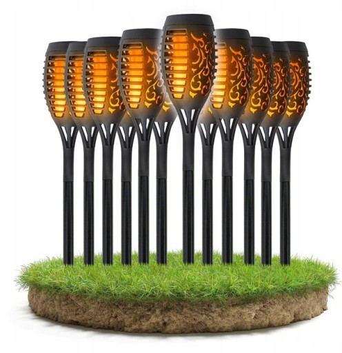12x Lampa Solarna LED Pochodnia Efekt OGIEŃ Solar Do Ogrodu ZESTAW