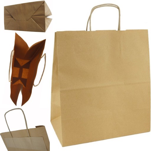 TORBA PAPIEROWA BRĄZ 30x17x34 CM 100 SZTUK EKO