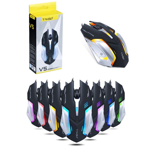 MYSZKA GAMINGOWA MYSZ DLA GRACZY T-WOLF V5 LED RGB