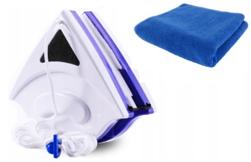 MYJKA MAGNETYCZNA DO MYCIA OKIEN DWUSTRONNA + ŚCIERKA Z MIKROFIBRY GRATIS