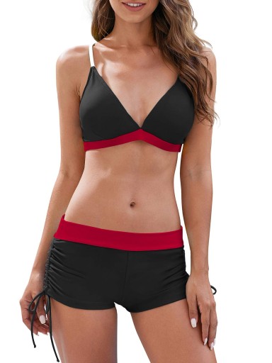 DURIO Strój kąpielowy damski bikini PUSH UP + Szorty r. S