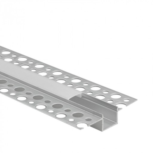 Profil aluminiowy do taśm LED 2m srebrny do płyt GK GP02 z kloszem mlecznym