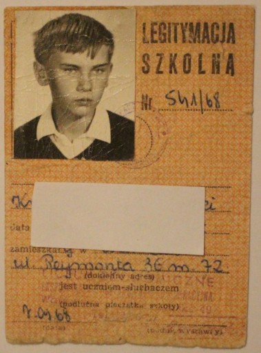 LEGITYMACJA SZKOLNA, 1968 rok