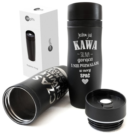 Kubek termiczny TERMOS do kawy herbaty TWÓJ GRAWER