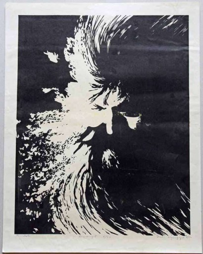 linoryt na papierze Piotr Wysogląd Powidok 1980