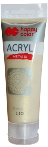 FARBA AKRYLOWA METALICZNA 75 ml w TUBCE żółta Happy Color FARBY DEKORACYJNE