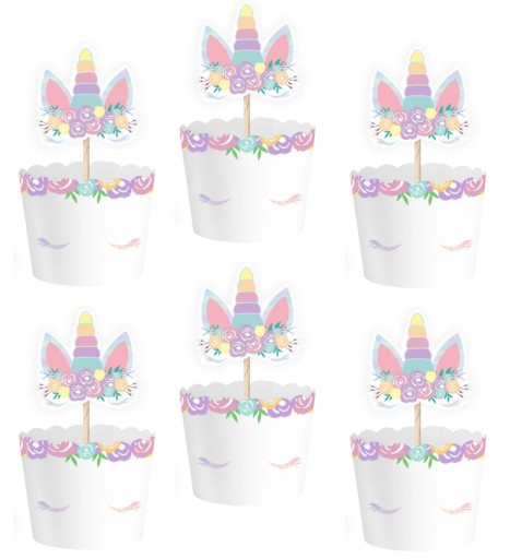Foremki Papilotki Na Muffinki Babeczki Toppery Jednorożec Unicorn 6 szt.