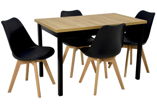 4 krzesła + stół 70x120/160 cm ZESTAW do SALONU