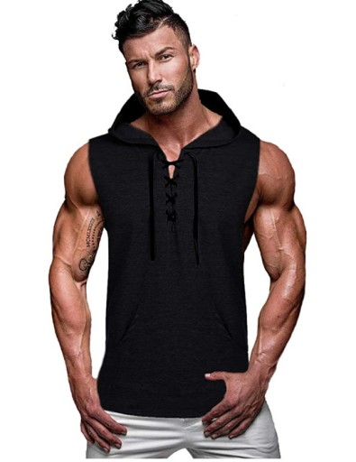 Męski Tank Top Z Kapturem Hip Hop Sporty Koszulka
