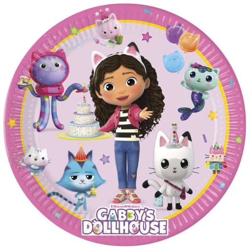 Talerzyki papierowe KOCI DOMEK GABI gabbys dollhouse 23 cm x8