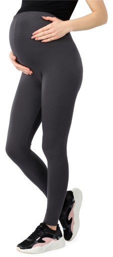 Legginsy ciążowe długie getry damskie BIO-bawełna BE20-283 Grafitowy 4XL
