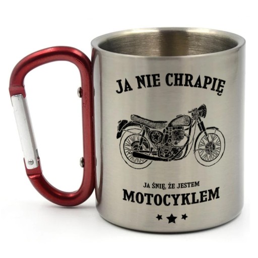 KUBEK DLA MOTOCYKLISTY Z KARABIŃCZYKIEM 300ML