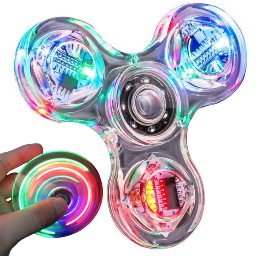 FIDGET SPINNER LED PRZEZROCZYSTY KOLOROWY ŚWIECĄCY
