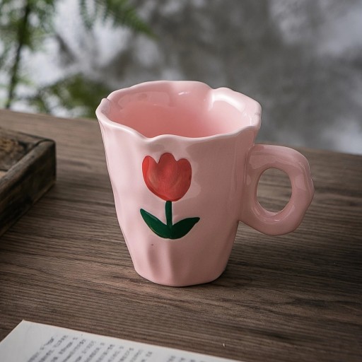 1 szt. Porcelanowy kubek do kawy nieregularny klasyczny kwiatowy