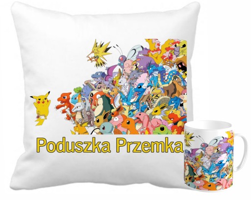 POKEMON PIKACZU ZESTAW PODUSZKA+KUBEK+IMIĘ