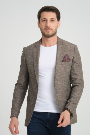 Marynarka męska brązowa melanżowa wizytowa elegancka turecka casual slim 54