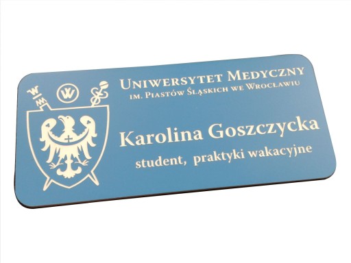 IDENTYFIKATOR PERSONALNY IMIENNY PLAKIETKA GRAWER MAGNES 9 x 4 cm