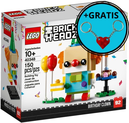 Lego BrickHeadz Klaun urodzinowego przyjęcia 40348 + 2 x brelok LEGO-GRATIS
