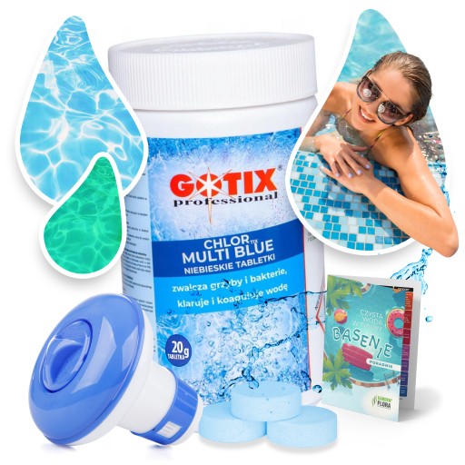 CHLOR MULTI BLUE TABLETKI do BASENU 20g Chemia Basenowa 1KG z DOZOWNIKIEM