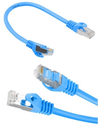 Kabel sieciowy ETHERNET internetowy kat 6 FTP RJ45 0.25m Skrętka Niebieski