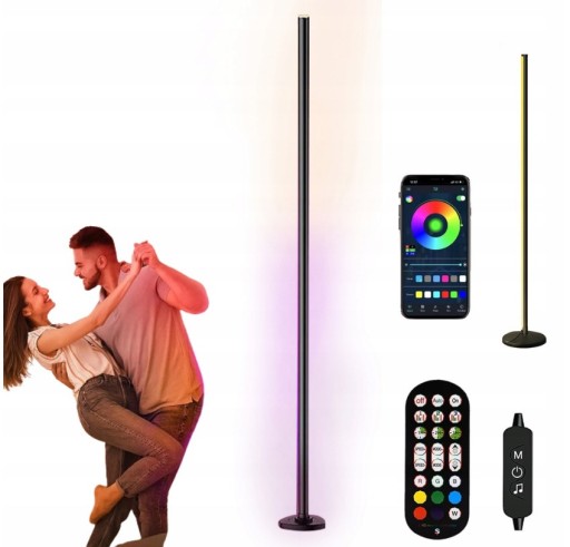 LAMPA STOJĄCA NAROŻNA PODŁOGOWA LED RGB SMART APLIKACJA PILOT 165cm