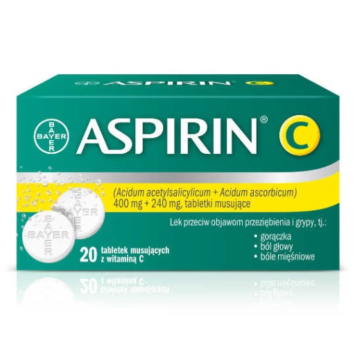 Aspirin C 20 tabletek musujących Aspiryna + Wit C