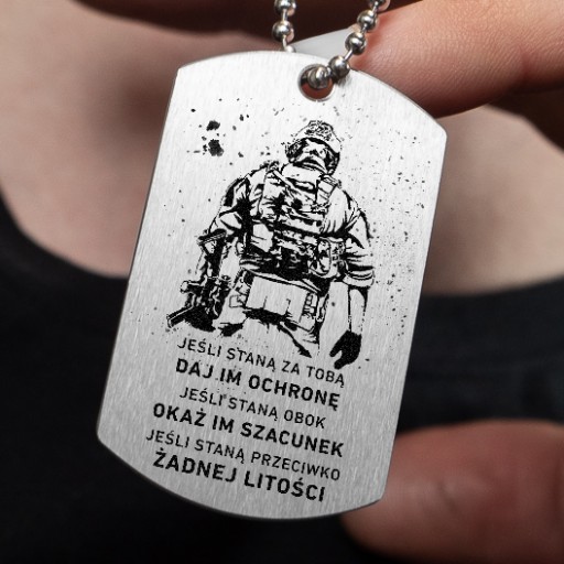 Nieśmiertelnik Tytanowy Wojskowy Bez Litości z GRAWEREM GRATIS
