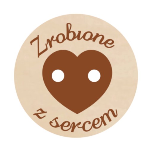 Guzik zawieszka 20 naszywka ZROBIONE Z SERCEM 2,5c