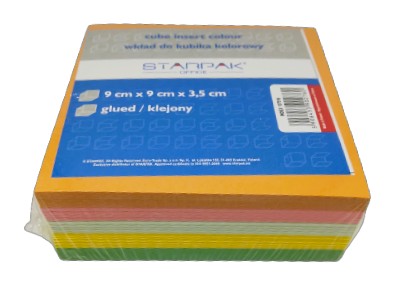 KOSTKA PAPIER KLEJONA 9X9X3,5CM KOLOROWA