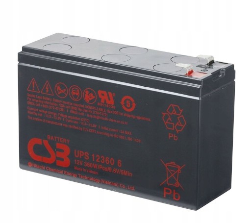 Akumulator AGM CSB UPS123606F2 12V 7Ah UPS APC