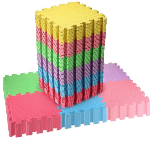 MATA PIANKOWE PUZZLE EVA DUŻE 30cm x 30cm KOLOROWE