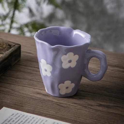 1 szt. Porcelanowy kubek do kawy nieregularny klasyczny kwiatowy