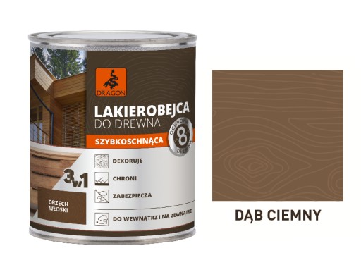 Lakierobejca 3w1 do drewna Dragon 700 ml DĄB CIEMN