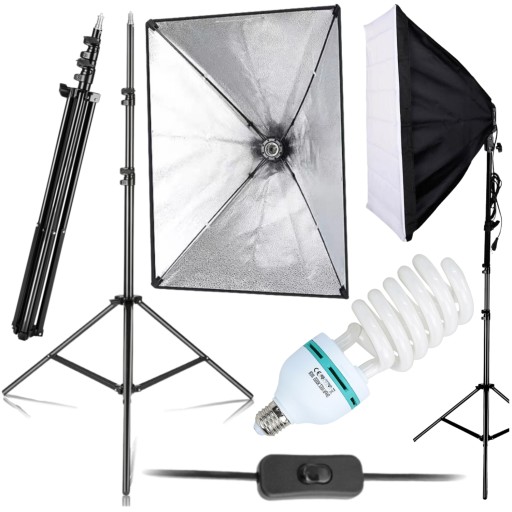 LAMPA STUDYJNA SOFTBOX STATYW SKŁADANY OŚWIETLENIOWY FOTOGRAFICZNY ŻARÓWKA