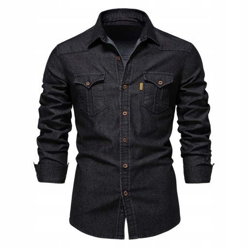 MĘSKA KOSZULA DZINSOWA JEANSOWA OVERSIZE S