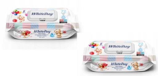 Chusteczki nawilżane z klipsem A'72 WhiteDay Bear (Karton 24op x 72 sztuki)