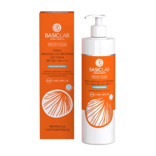 BasicLab, Lekka emulsja ochronna do ciała SPF50+ P